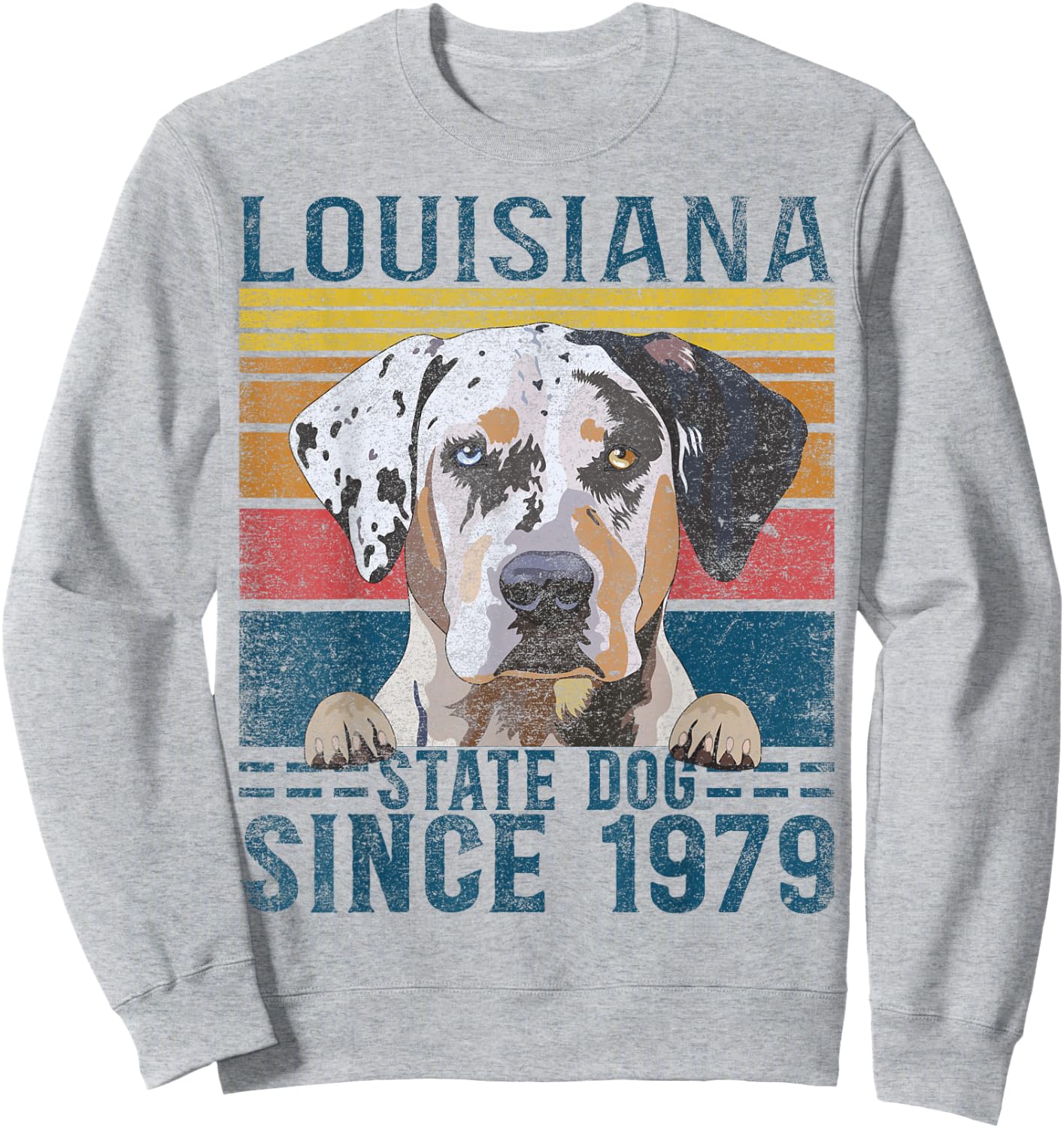 Louisiana Catahoula Leopard Dog US State Dog Fan Lover Retro Sweatshirt - Sweatshirt | Ash
