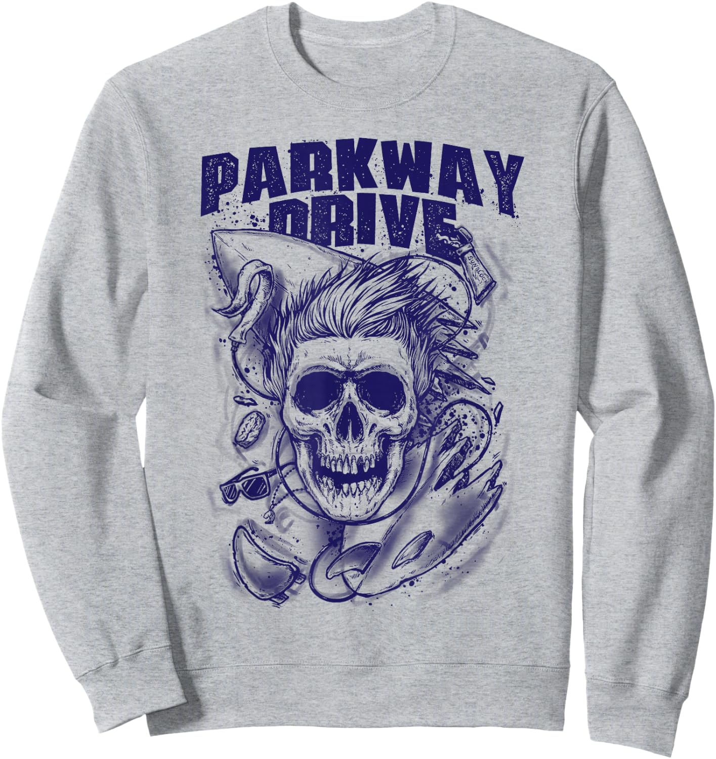 Parkway Drive - Official Merchandise - Surfer Skull - White Sweatshirt - Sweatshirt | Ash