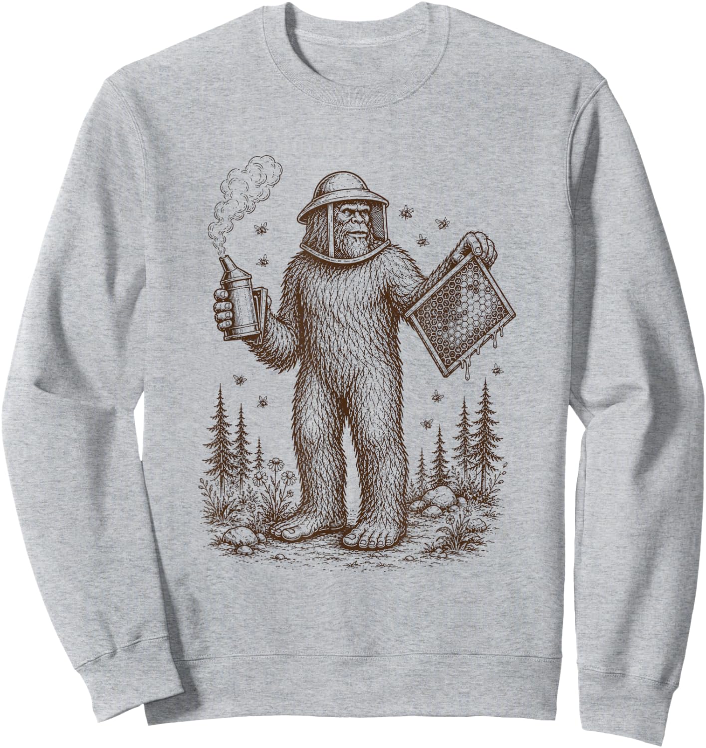 Bigfoot Beekeeper Beekeeping Sasquatch Apiarist Honey Lover Sweatshirt - Sweatshirt | Ash