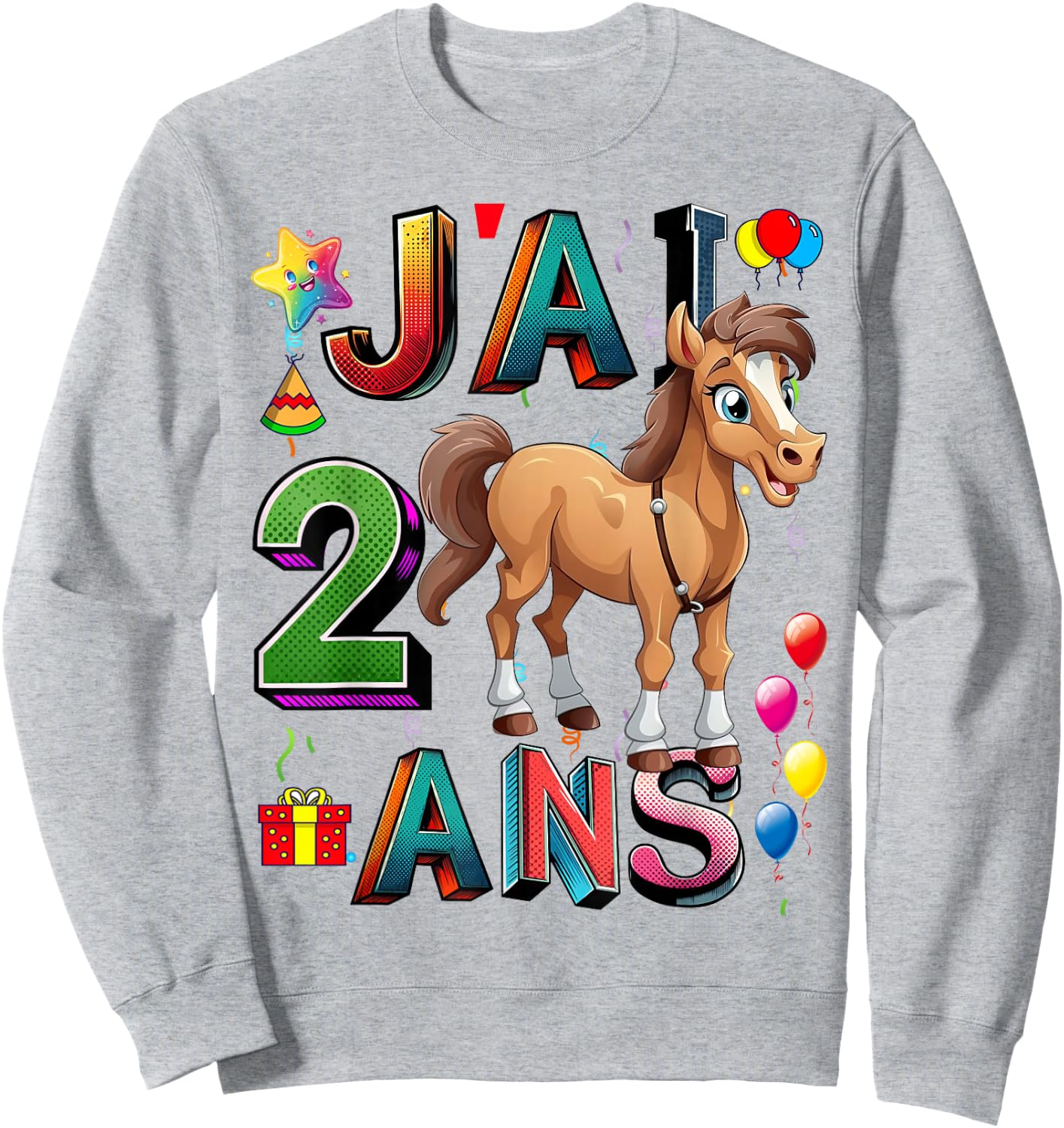 Child Horse Child 2 Years Birthday Boy Girl Horse , white, S Sweatshirt - Sweatshirt | Ash