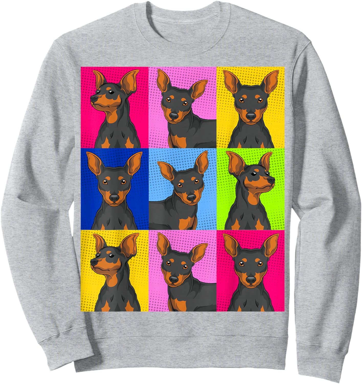 Dog Owner Animal Pet Min Pin Dog Lover Pop Art Min Pinscher Sweatshirt - Sweatshirt | Ash