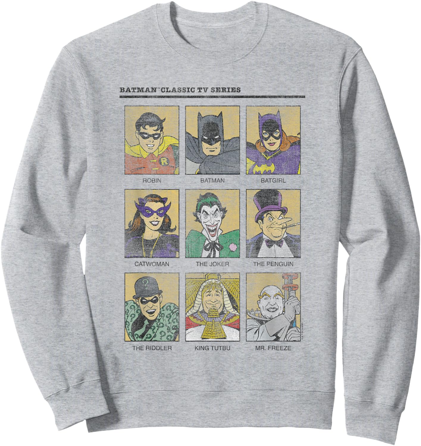 Batman Vintage 60's Heroes & Villains Comic Yearbook Sweatshirt - Sweatshirt | Ash