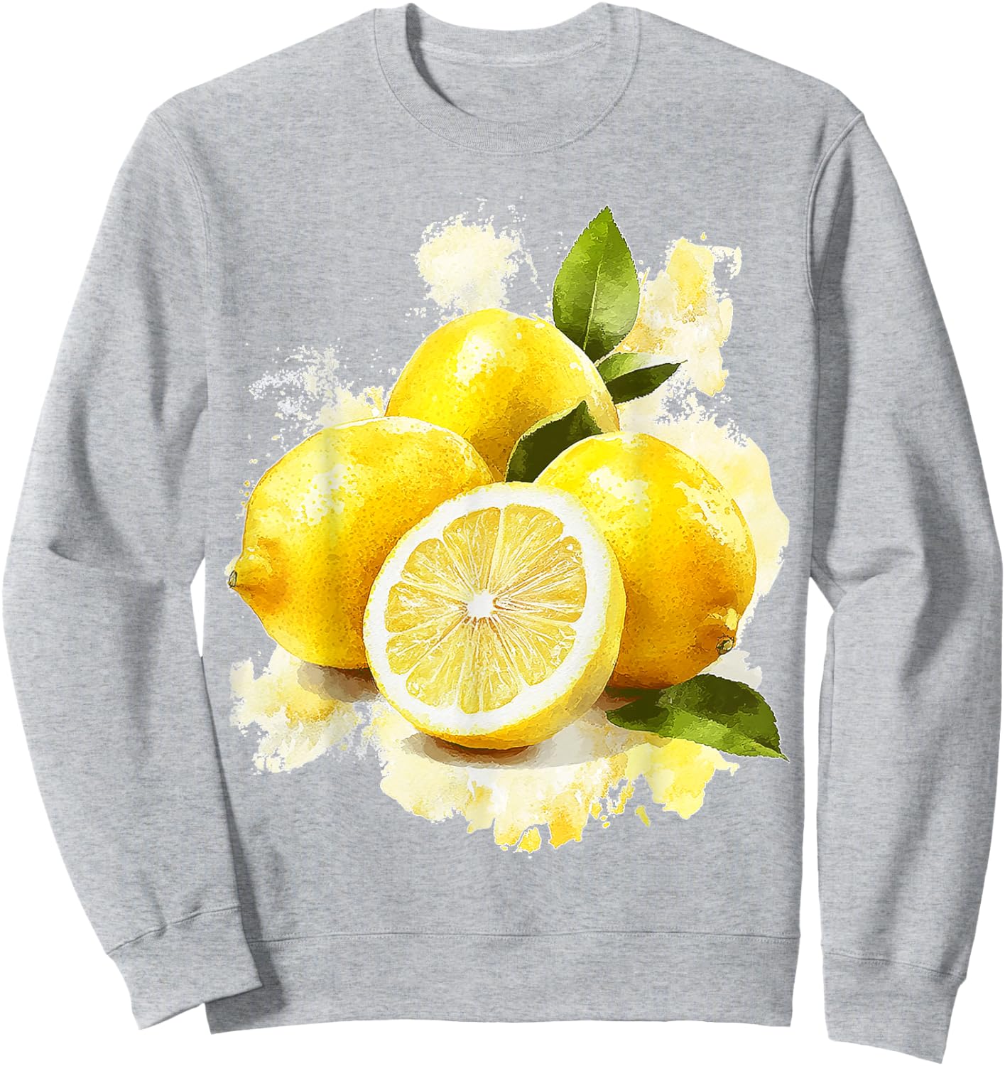 Lemon Fruit Motif Artwork Lemon , White Sweatshirt - Sweatshirt | Ash
