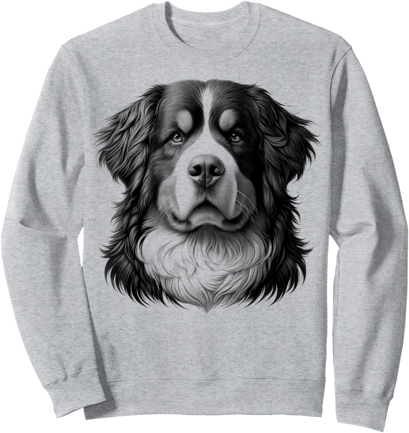 Proud Bernese Mountain Dog Head Portrait in Drawing Style Men Women Girls Kids Sweatshirt - Sweatshirt | Ash