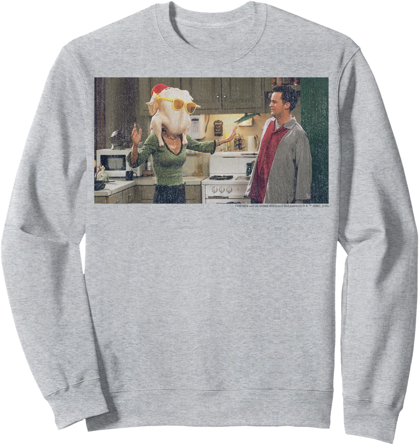 Friends Thanksgiving Turkey Head Monica Portrait Sweatshirt - Sweatshirt | Ash