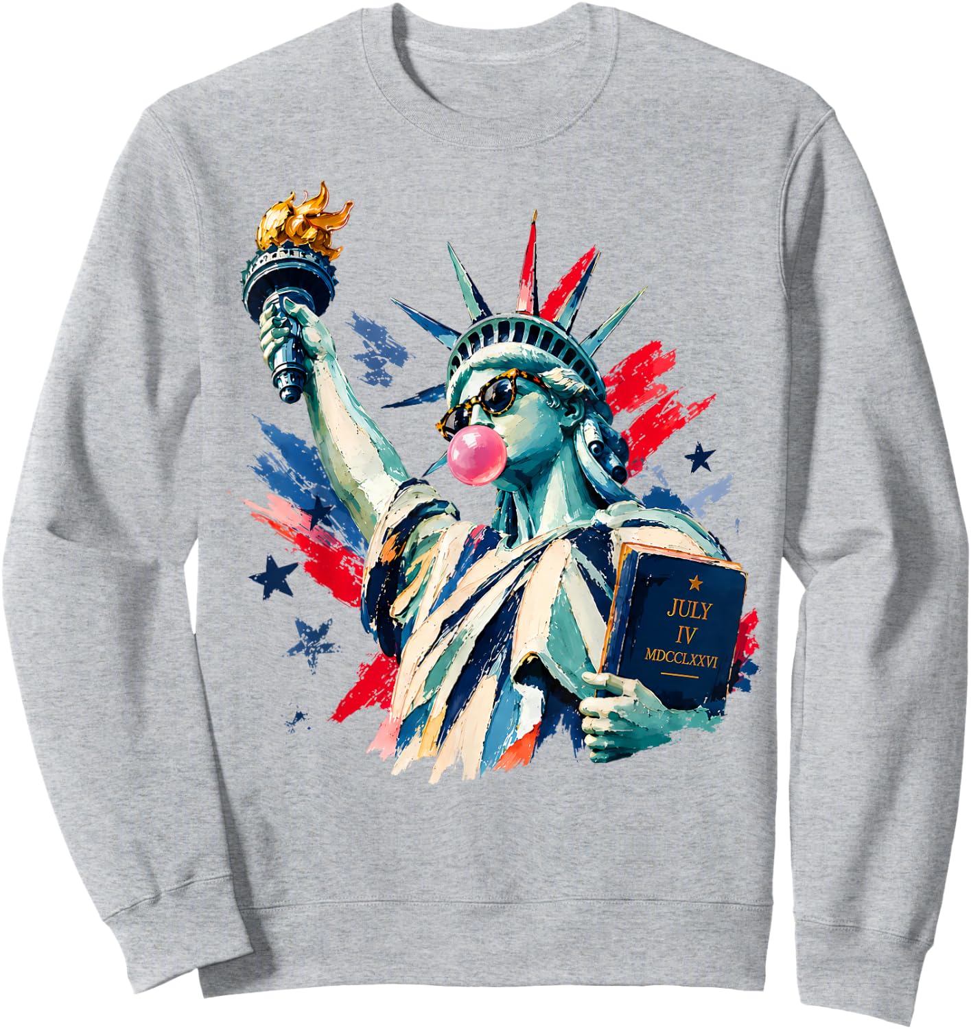 250 Years America Statue of Liberty 4th of July USA Vintage Sweatshirt - Sweatshirt | Ash