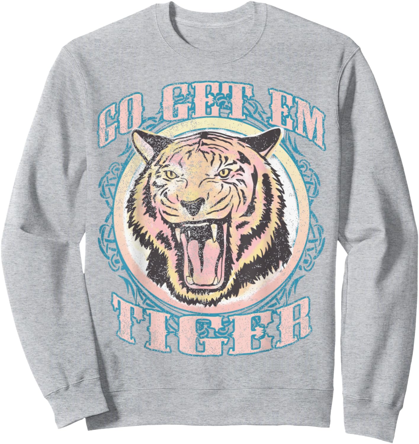 Go Get Em Tiger Bohemian Vintage Graphic Small Sweatshirt - Sweatshirt | Ash