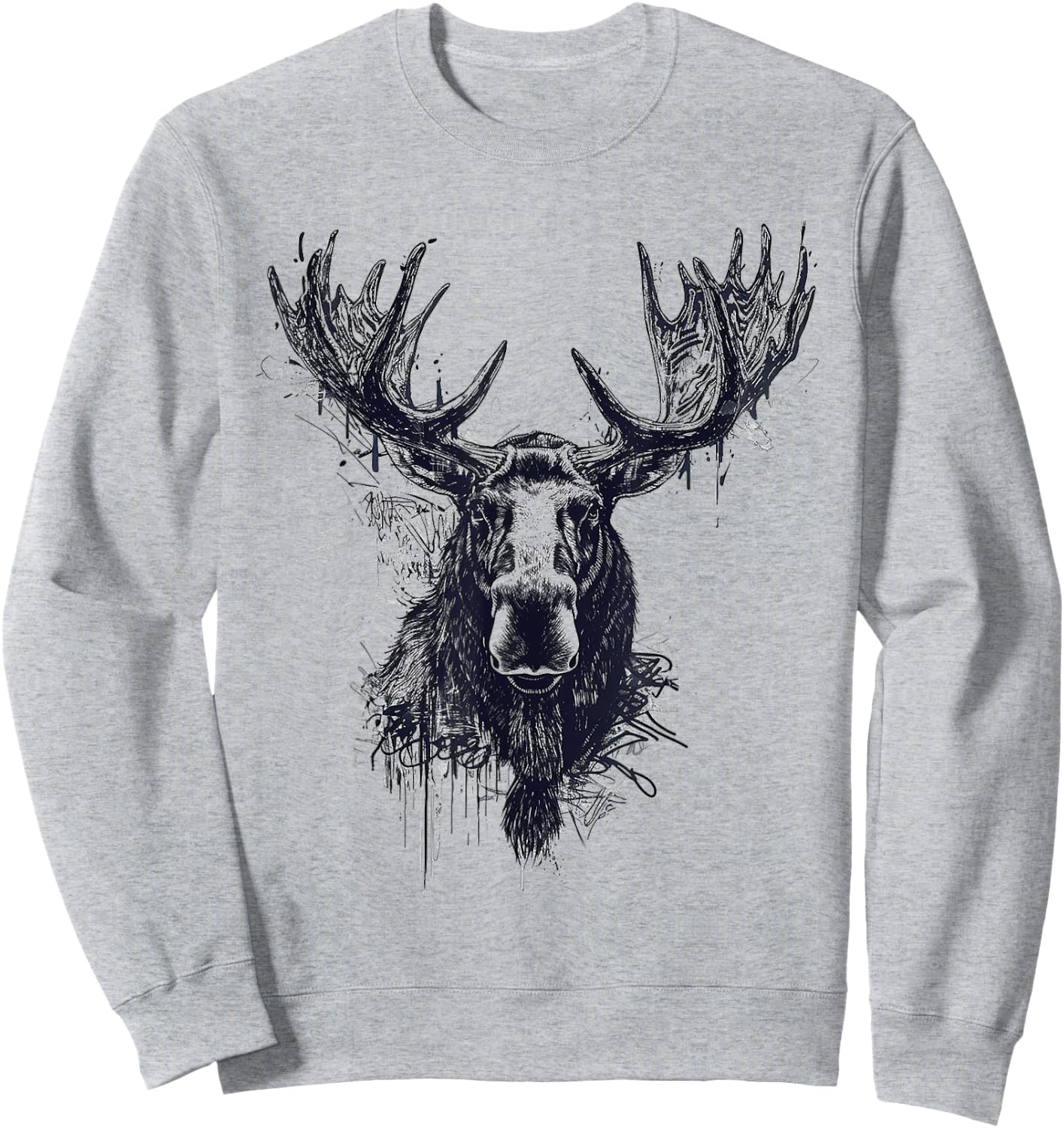 Elk Animal Print Zoo Drawing Illustration Abstract Elk , white, S Sweatshirt - Sweatshirt | Ash