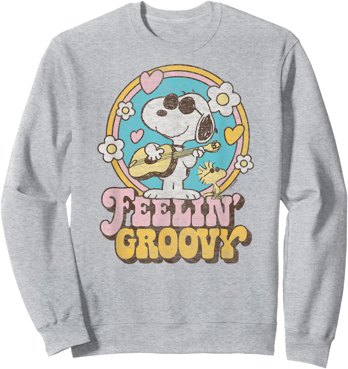 Peanuts Feelin' Groovy Snoopy and Woodstock , gray Sweatshirt - Sweatshirt | Ash