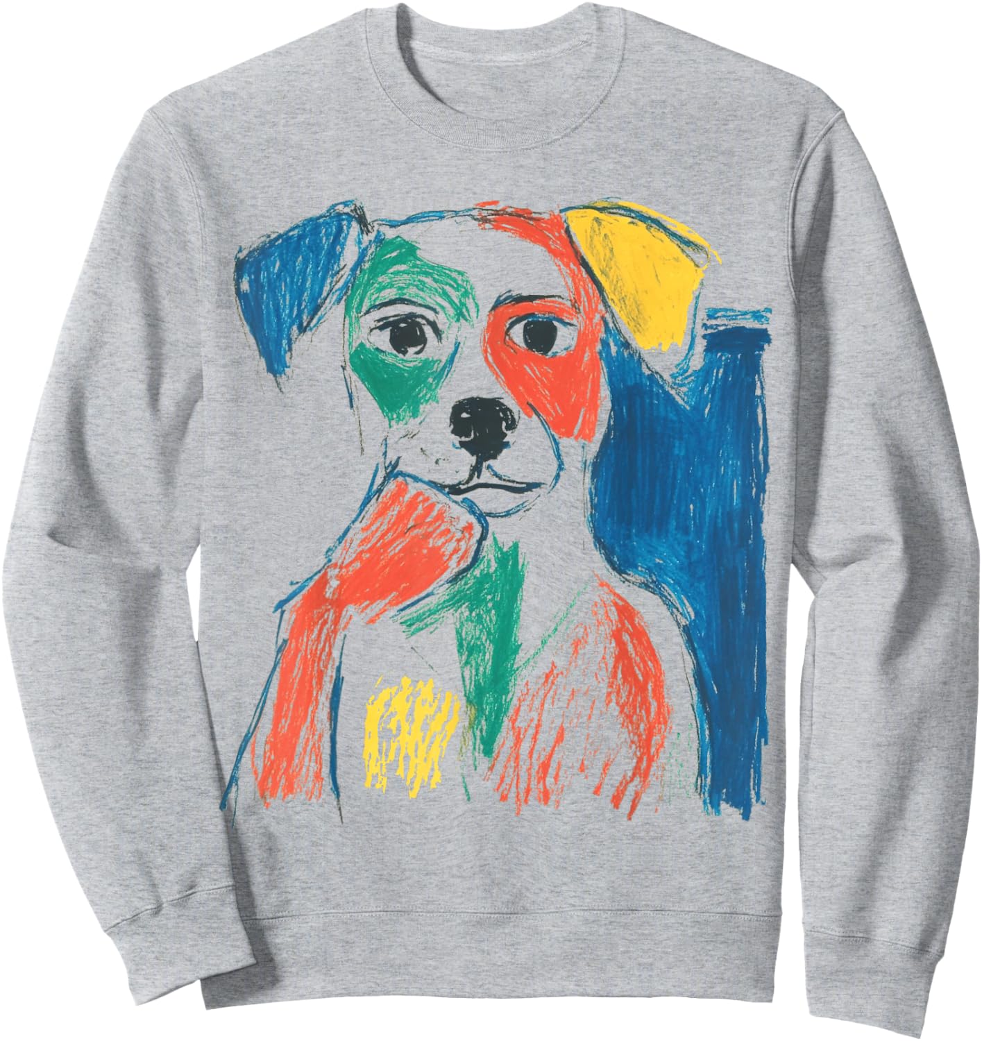 Colorful Abstract Graffiti Doodle Pop Art Dog Graphic Sweatshirt - Sweatshirt | Ash