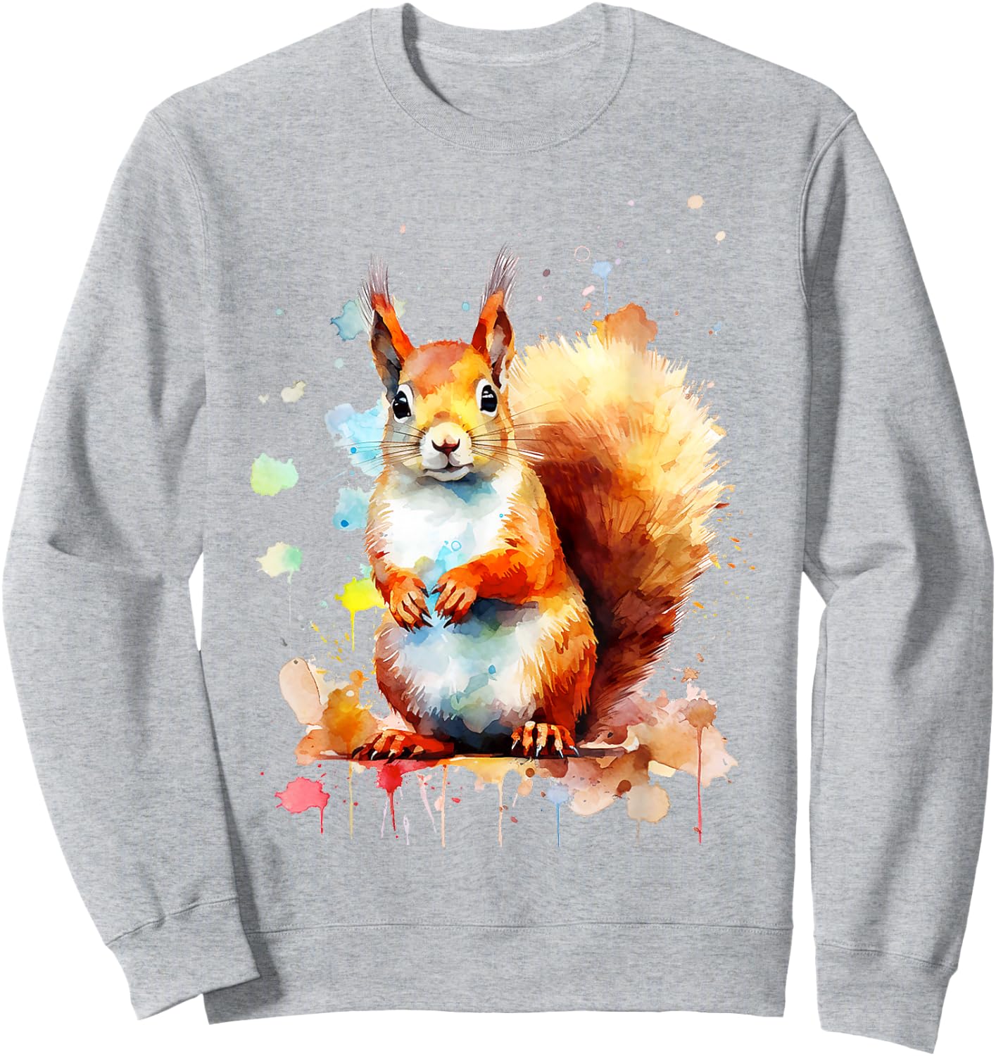 Squirrel Animal Abstract Motif Colourful Painting Squirrel , White Sweatshirt - Sweatshirt | Ash