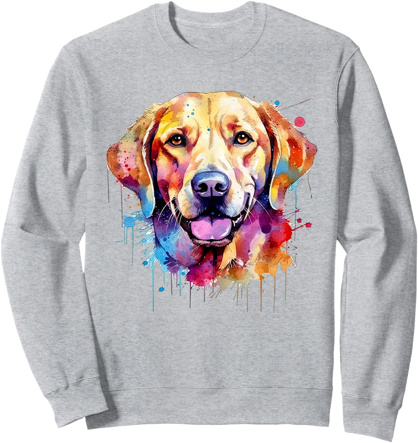 Yellow Labrador Dog Graphic Sweatshirt - Sweatshirt | Ash