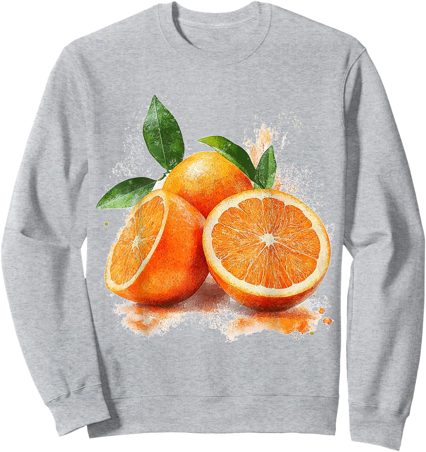 Orange Fruit Motif Watercolour Artwork Orange , White Sweatshirt - Sweatshirt | Ash