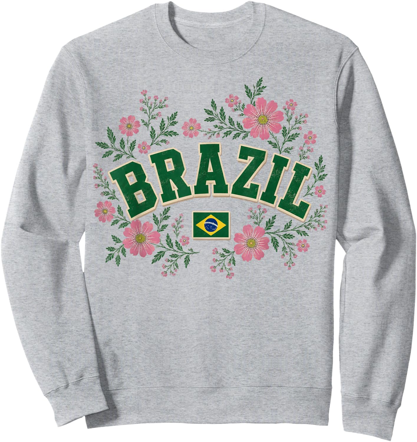 Brazil Floral Vintage Country Pride Sweatshirt - Sweatshirt | Ash