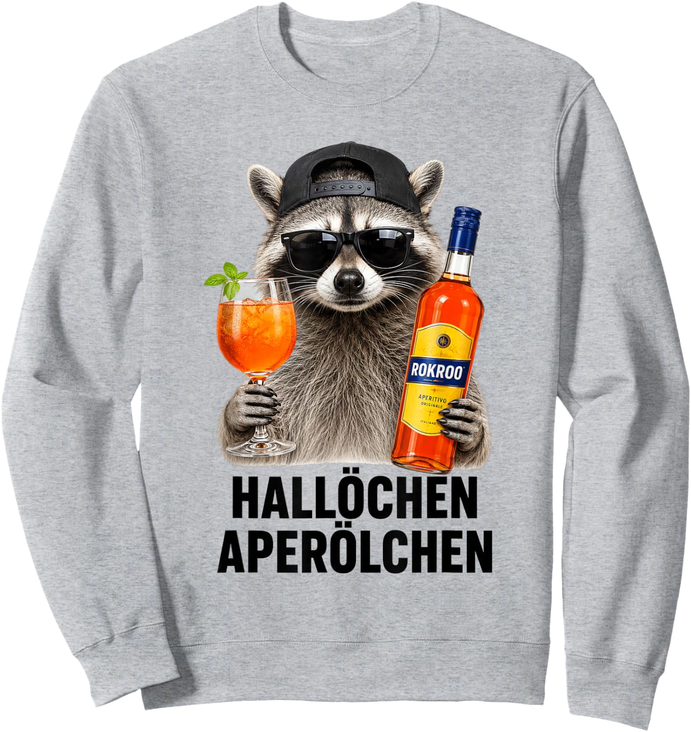 Waschbär Aperitif Hallöchen Aperölchen - Lustiges Waschbär Sweatshirt - Sweatshirt | Ash