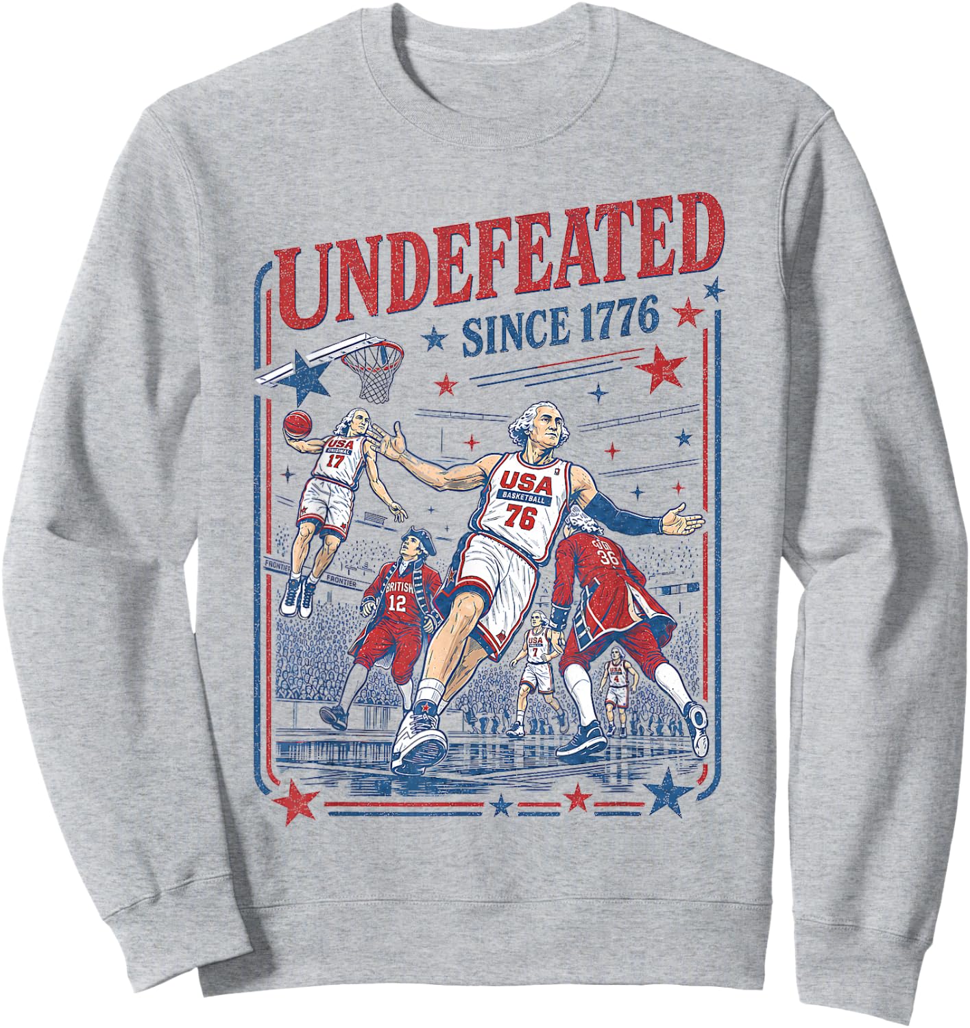 4th of July Basketball Undefeated Since 1776 250 Years Sweatshirt - Sweatshirt | Ash