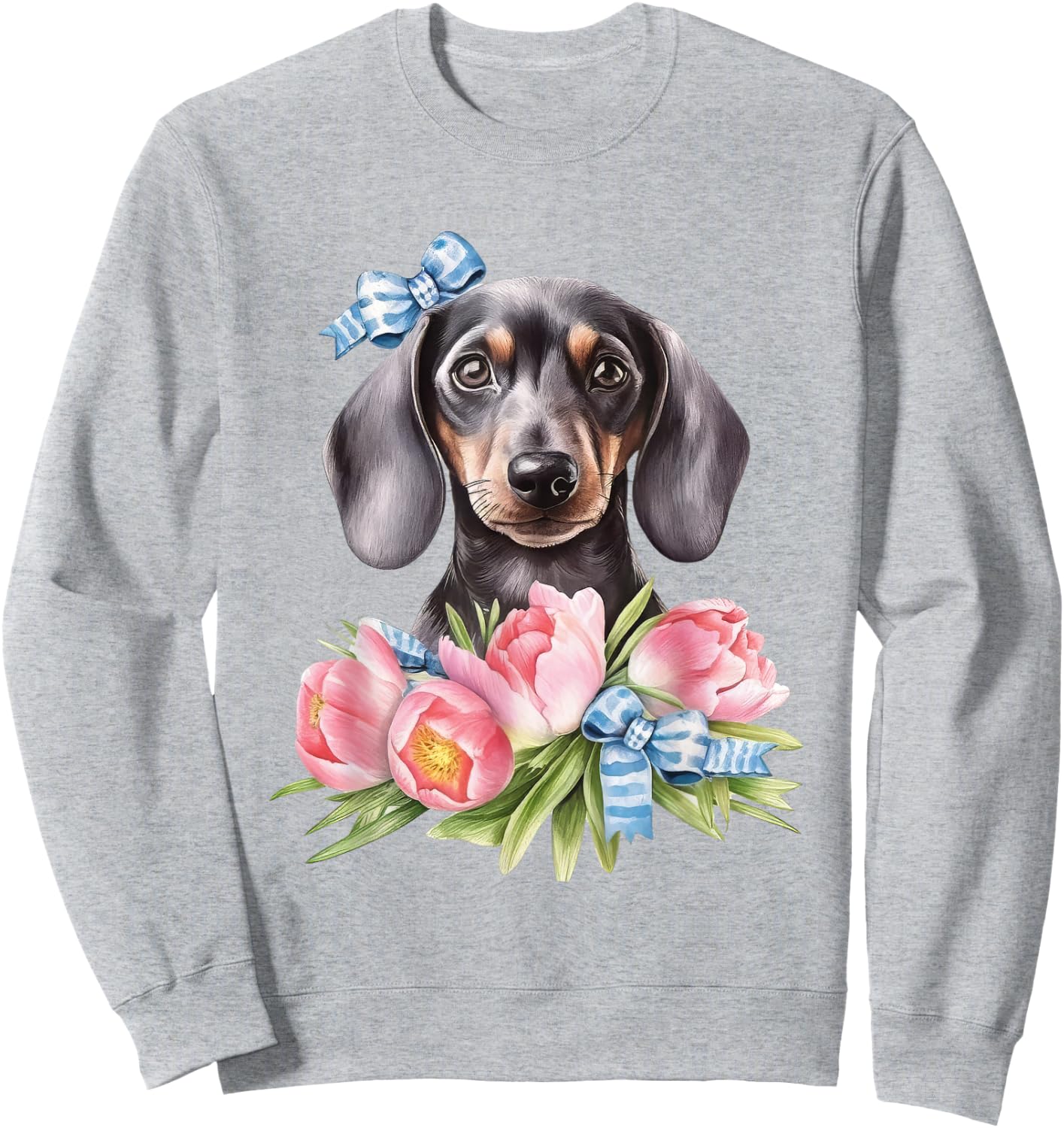 Floral Wildflower Wiener & Dachshund Sweatshirt - Sweatshirt | Ash
