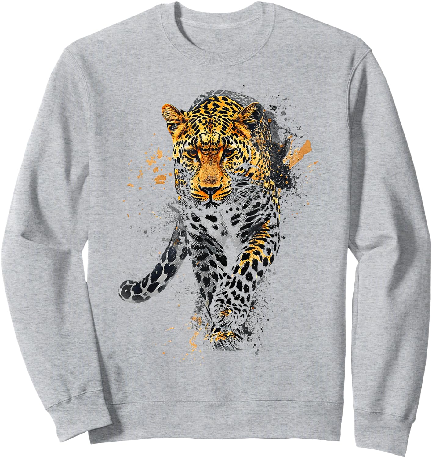 Leopard Animal Abstract Motif Drawing Art Painting Leopard Sweatshirt - Sweatshirt | Ash