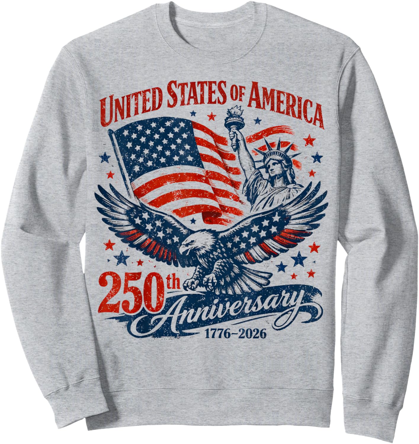 Vintage United States of America 250th Anniversary 1776 2026 Sweatshirt - Sweatshirt | Ash