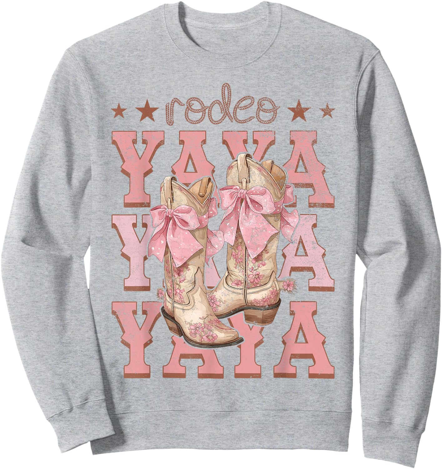 Rodeo Yaya Pink Boots Coquette Cow-Girl Birthday Party Sweatshirt - Sweatshirt | Ash