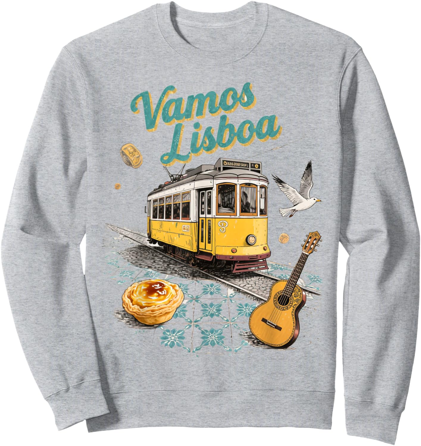 Vamos Lisboa Lisbonne Portugal Souvenir de Voyage rétro Sweatshirt - Sweatshirt | Ash