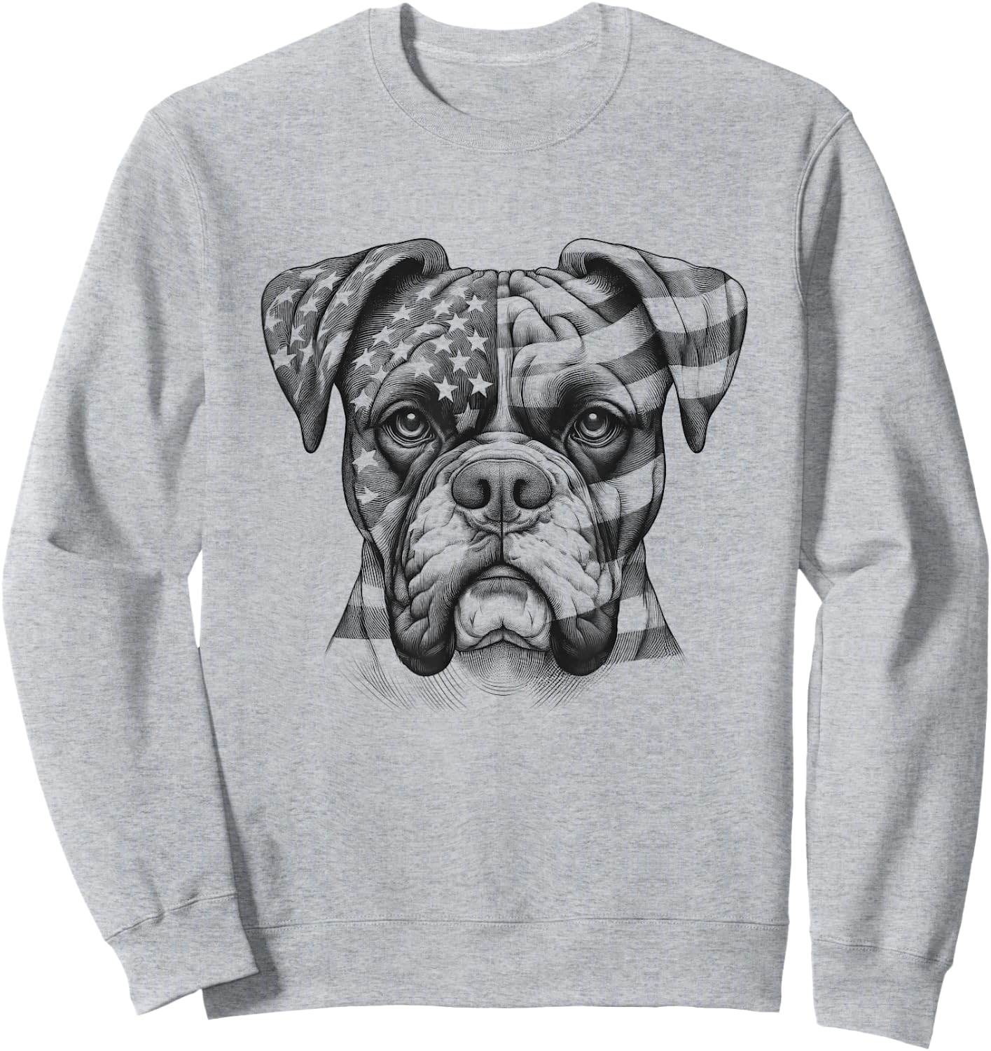 Boxer Dog American Flag USA 4th of July Design Idea Sweatshirt - Sweatshirt | Ash