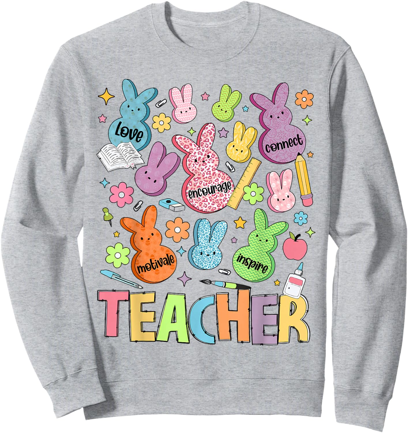 Teacher of the Sweetest Bunny Easter Day Teaching Sweatshirt - Sweatshirt | Ash