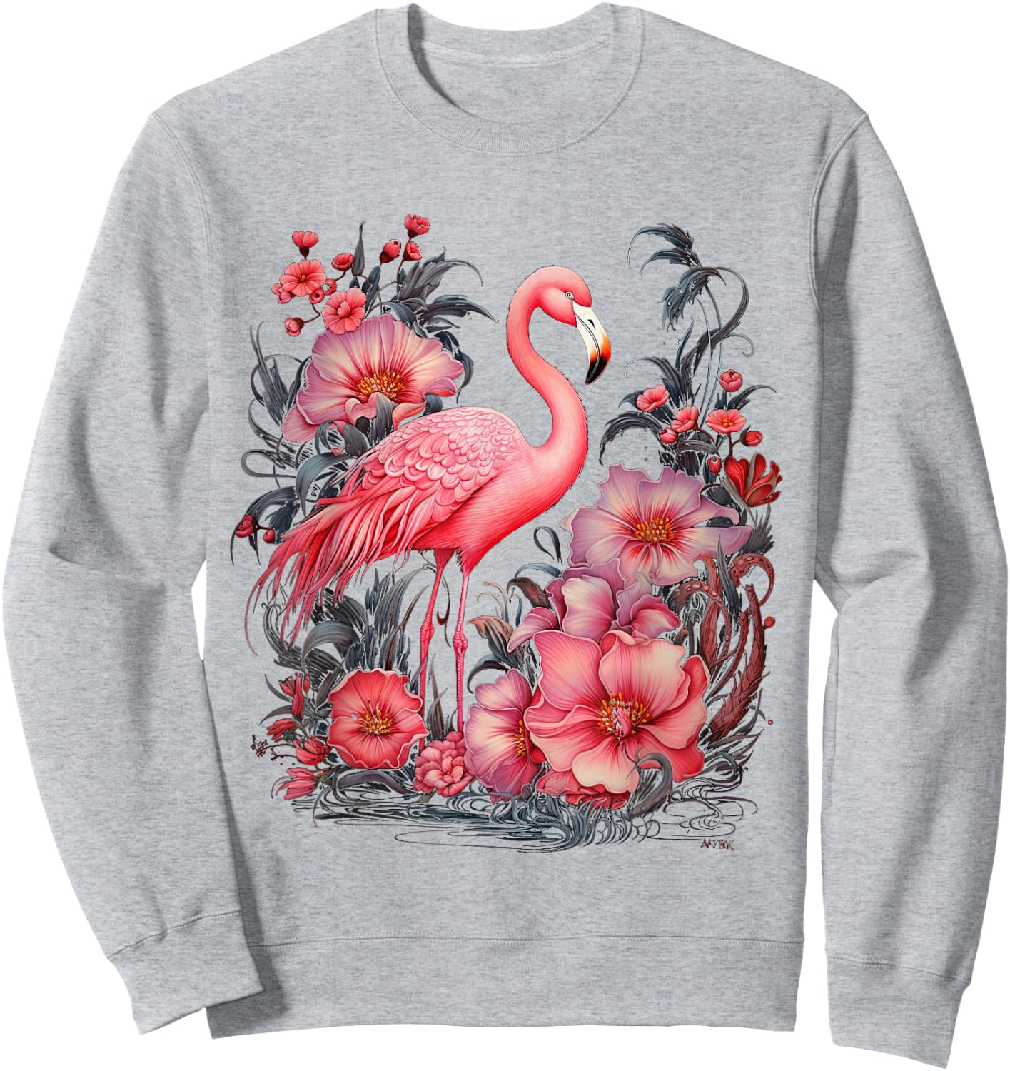 Flamingo and Flowers Floral Flamingos pink Sweatshirt - Sweatshirt | Ash