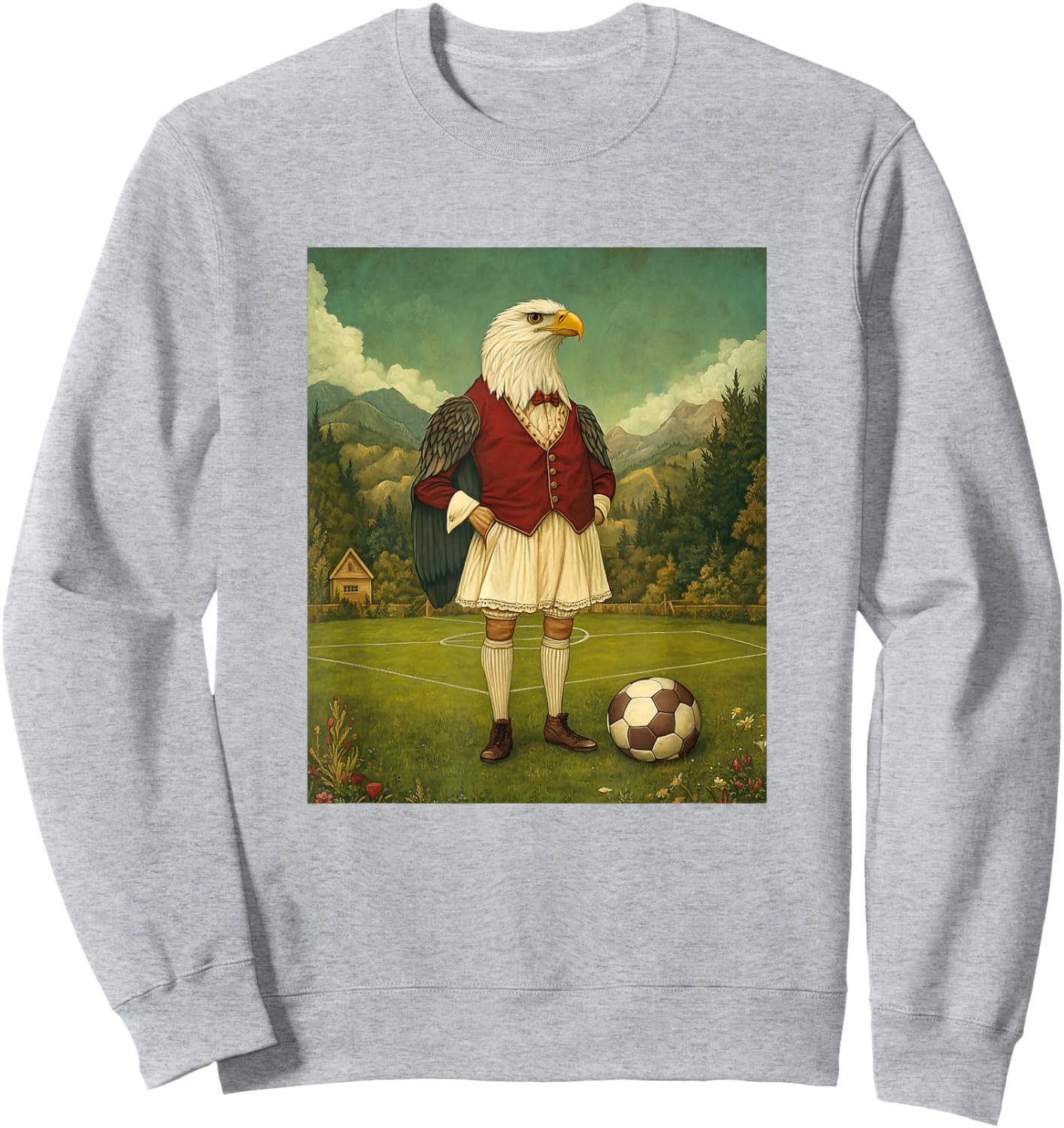 Funny Eagle Playing Soccer Graphic Weird Eagle Sweatshirt - Sweatshirt | Ash