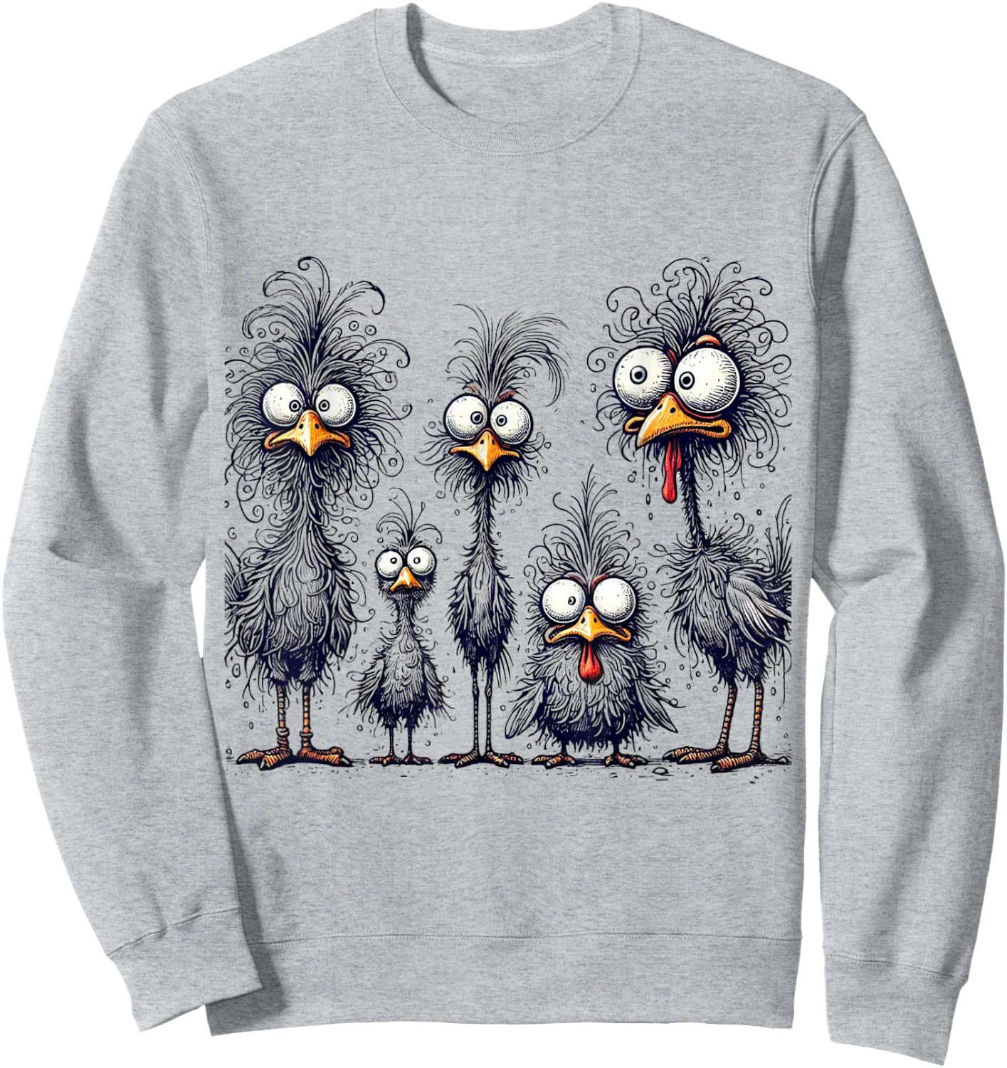Eagerlys Colorful Funny Chicken Art, Crazy Chicken Family Sweatshirt - Sweatshirt | Ash