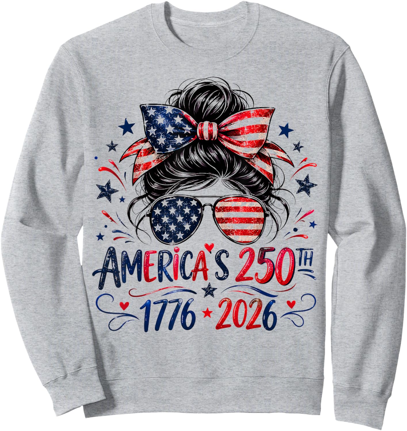 Girls 250 American Anniversary Outfit 4th of July Patriotic Sweatshirt - Sweatshirt | Ash