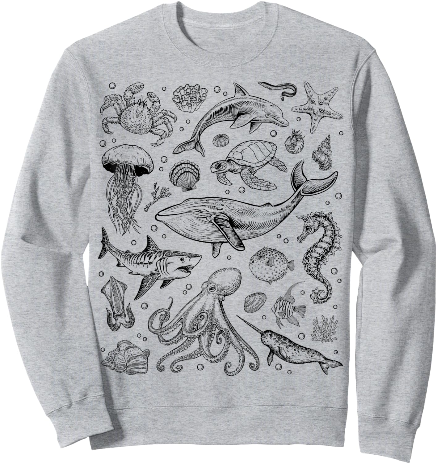 Ocean Life Dolphin Beach Fish 90s Vintage Graphic Sweatshirt - Sweatshirt | Ash