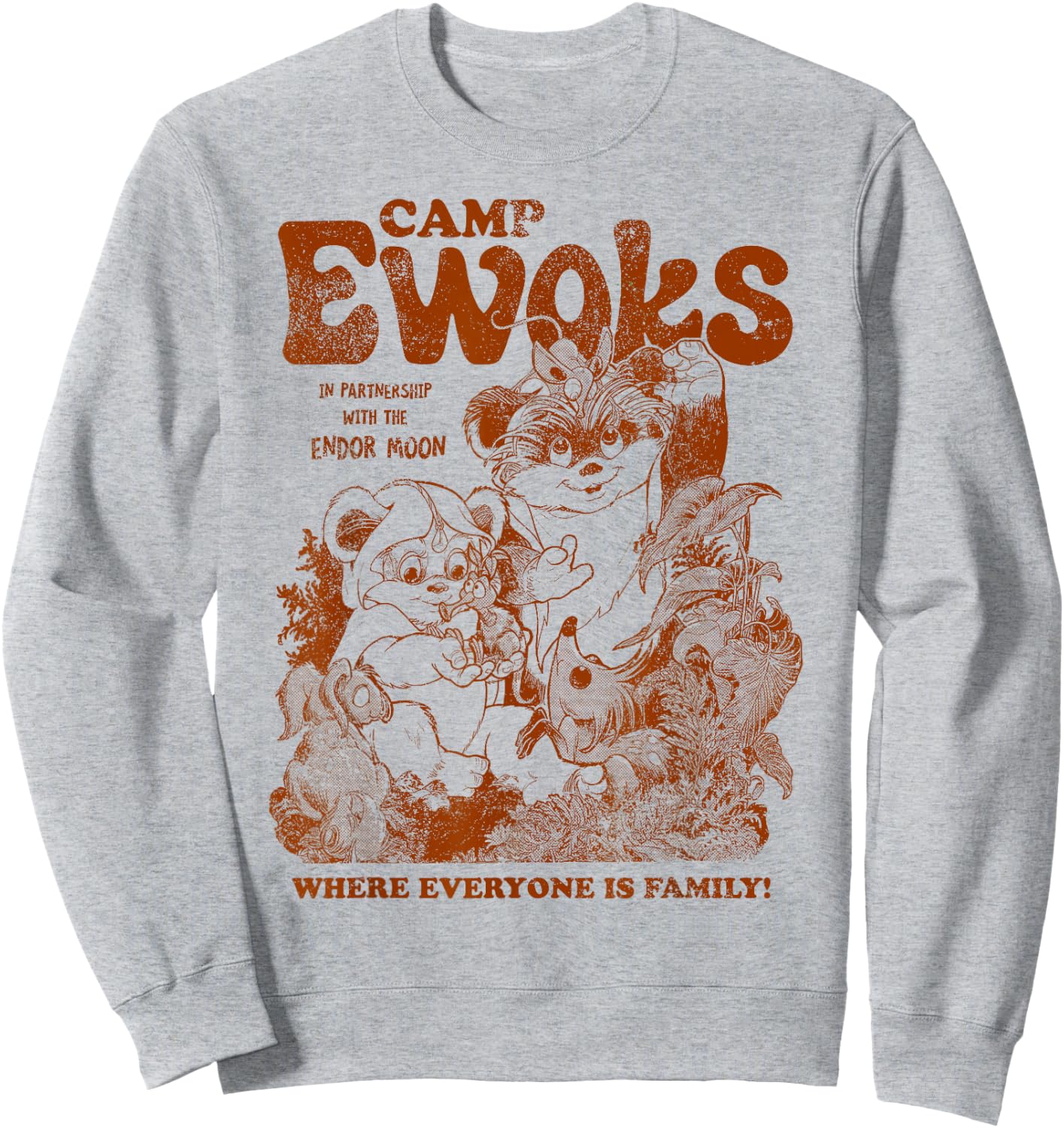Star Wars Camp Ewoks Wicket Kneesaa Vintage Style Distressed Sweatshirt - Sweatshirt | Ash