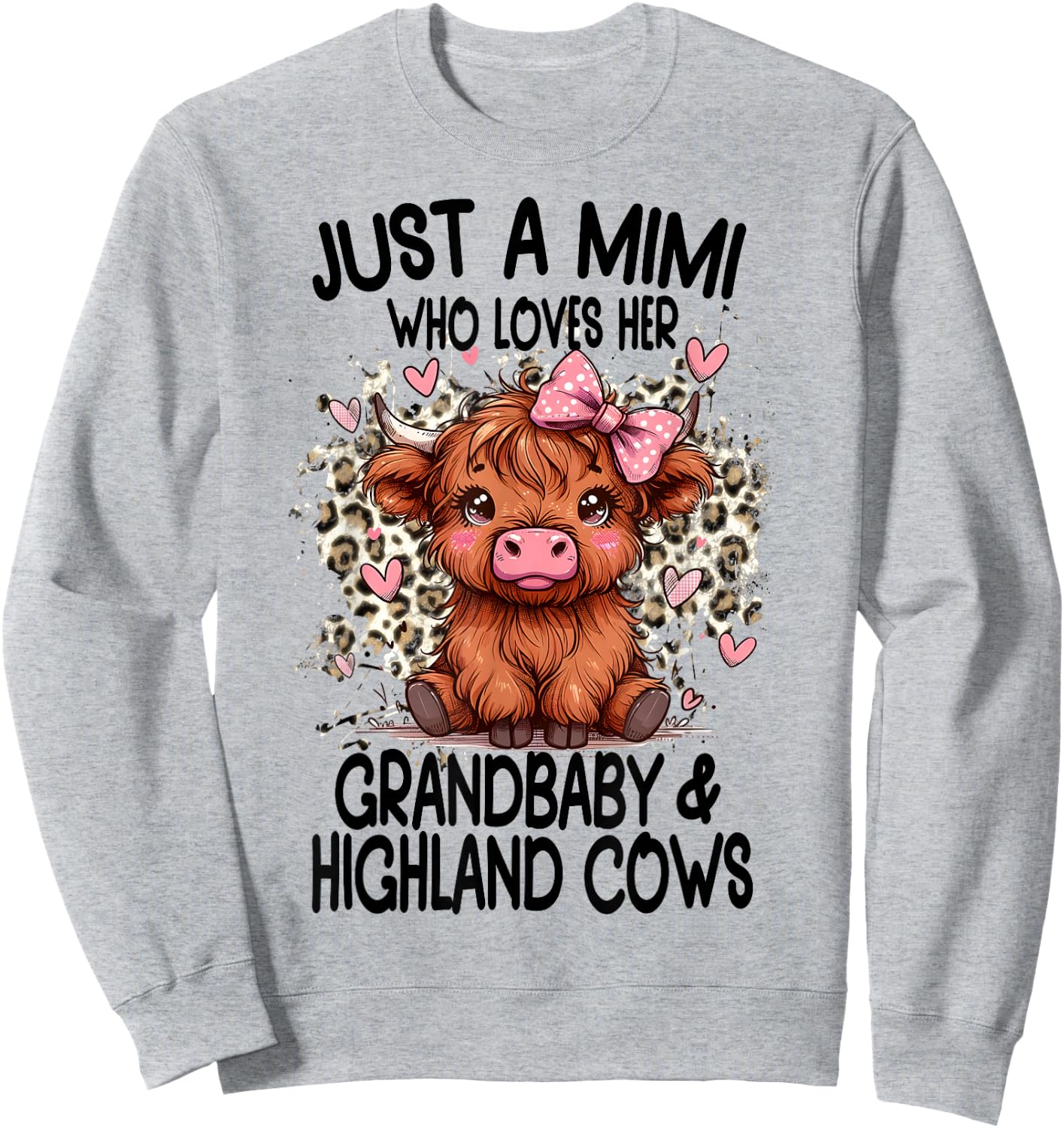 Just a MIMI loves her GRANDBABY & HIGHLAND COWS Graphic Sweatshirt - Sweatshirt | Ash