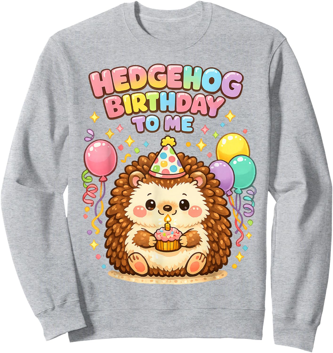 Hedgehog Birthday Girl Cute Hedgehog Lovers Animal Bow Party Sweatshirt - Sweatshirt | Ash