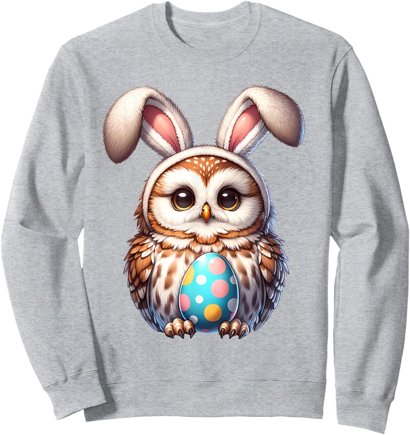 Funny Easter Owl Lover Egg Eggs Bunny Rabbit Bunnies Sweatshirt - Sweatshirt | Ash