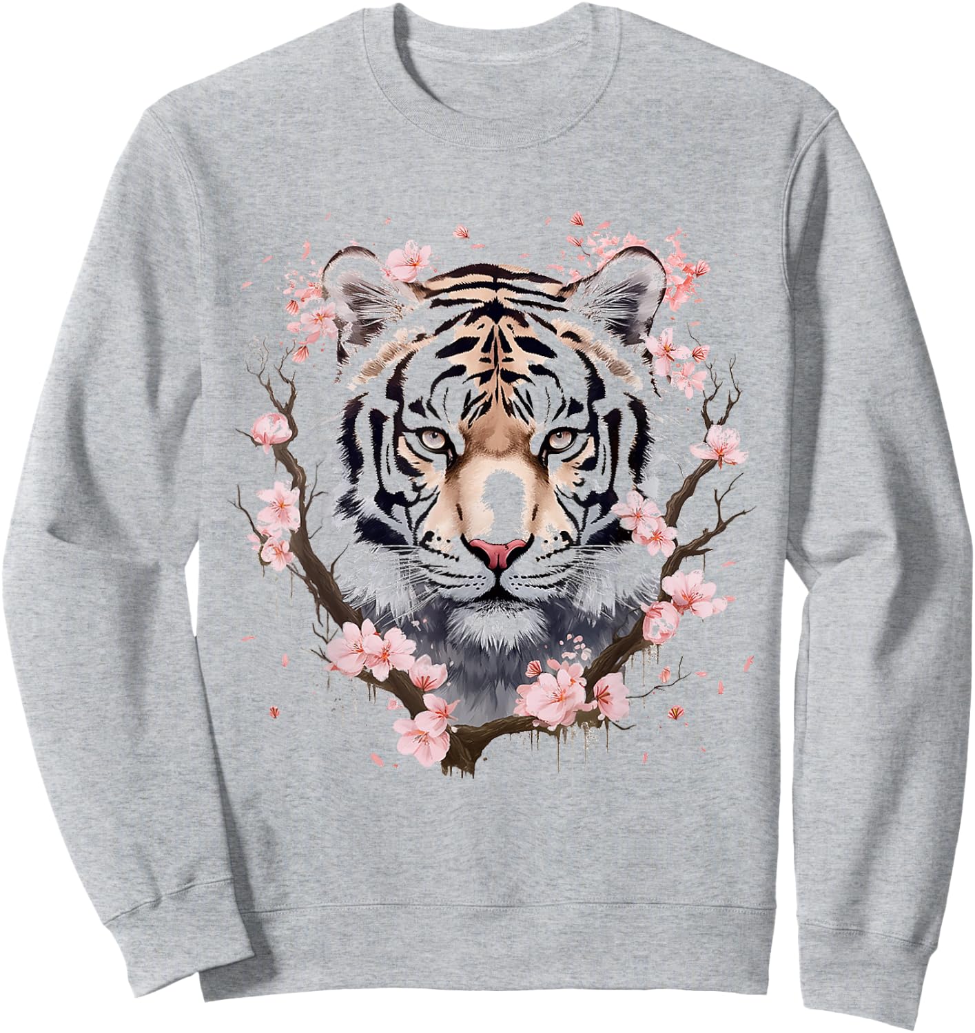 Tiger Animal Nature Pattern Art Abstract Face Tiger , white, S Sweatshirt - Sweatshirt | Ash