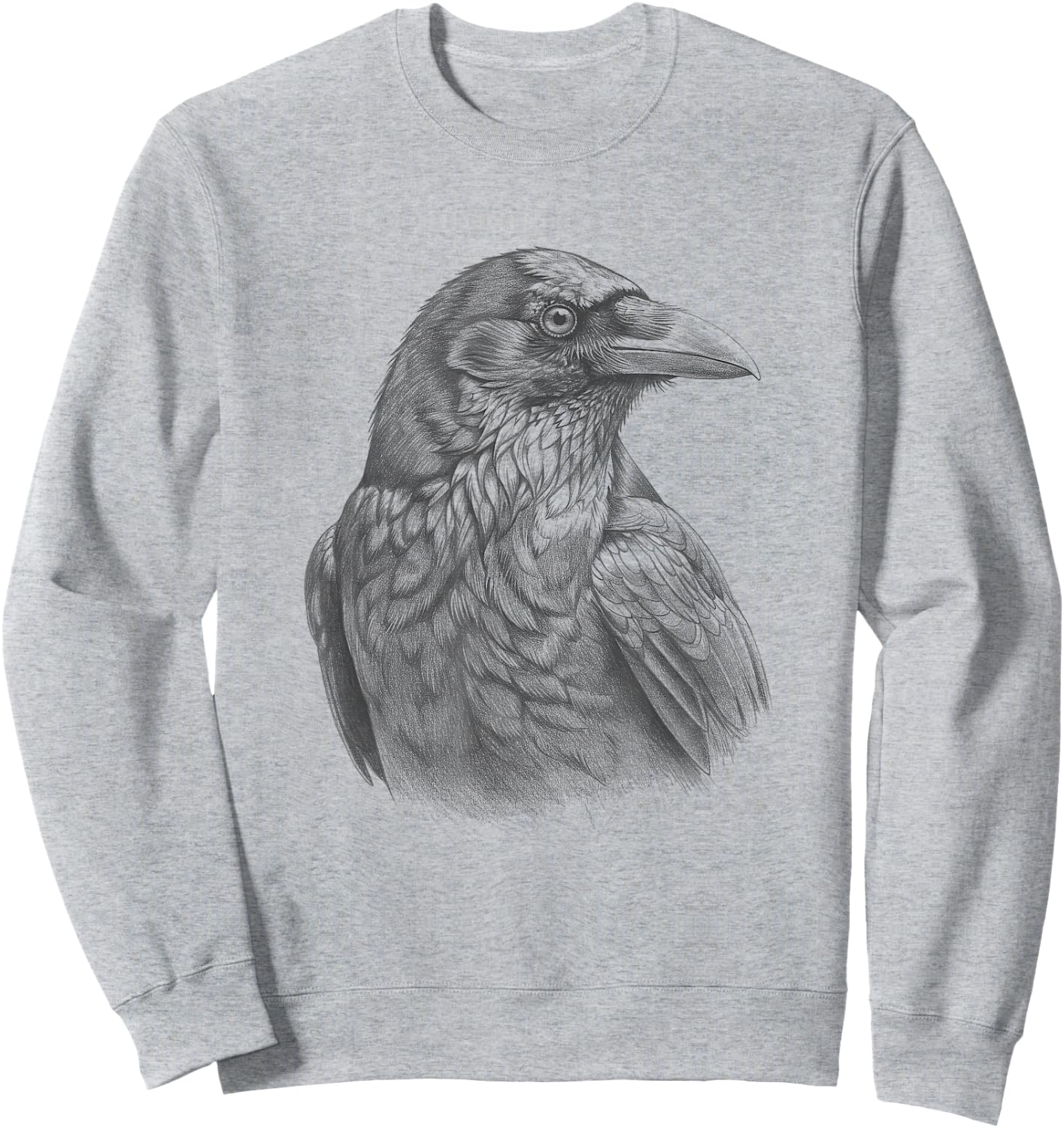 Vintage Crow Drawing Art Raven Design Sweatshirt - Sweatshirt | Ash