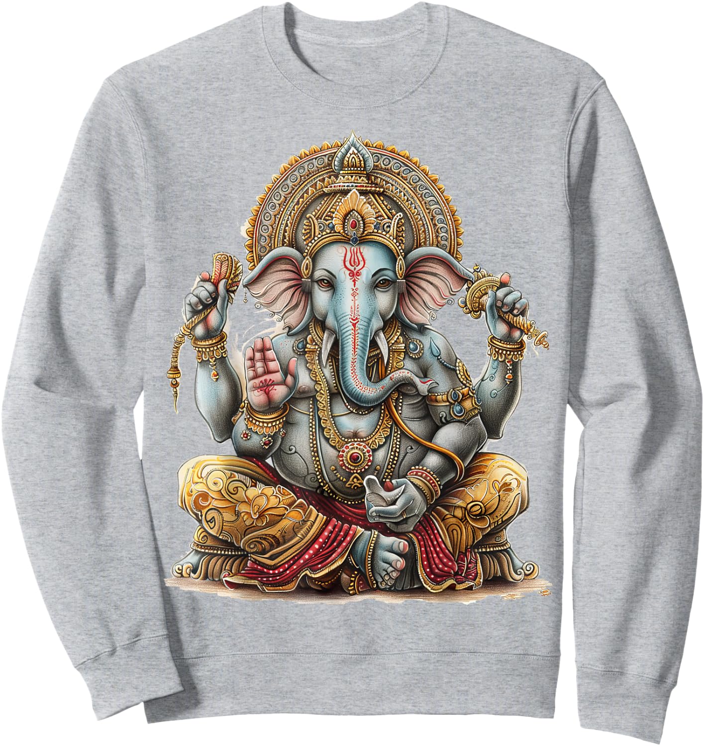 Ganesh Spiritual Hindu God Elephant Yoga Meditation , White Sweatshirt - Sweatshirt | Ash