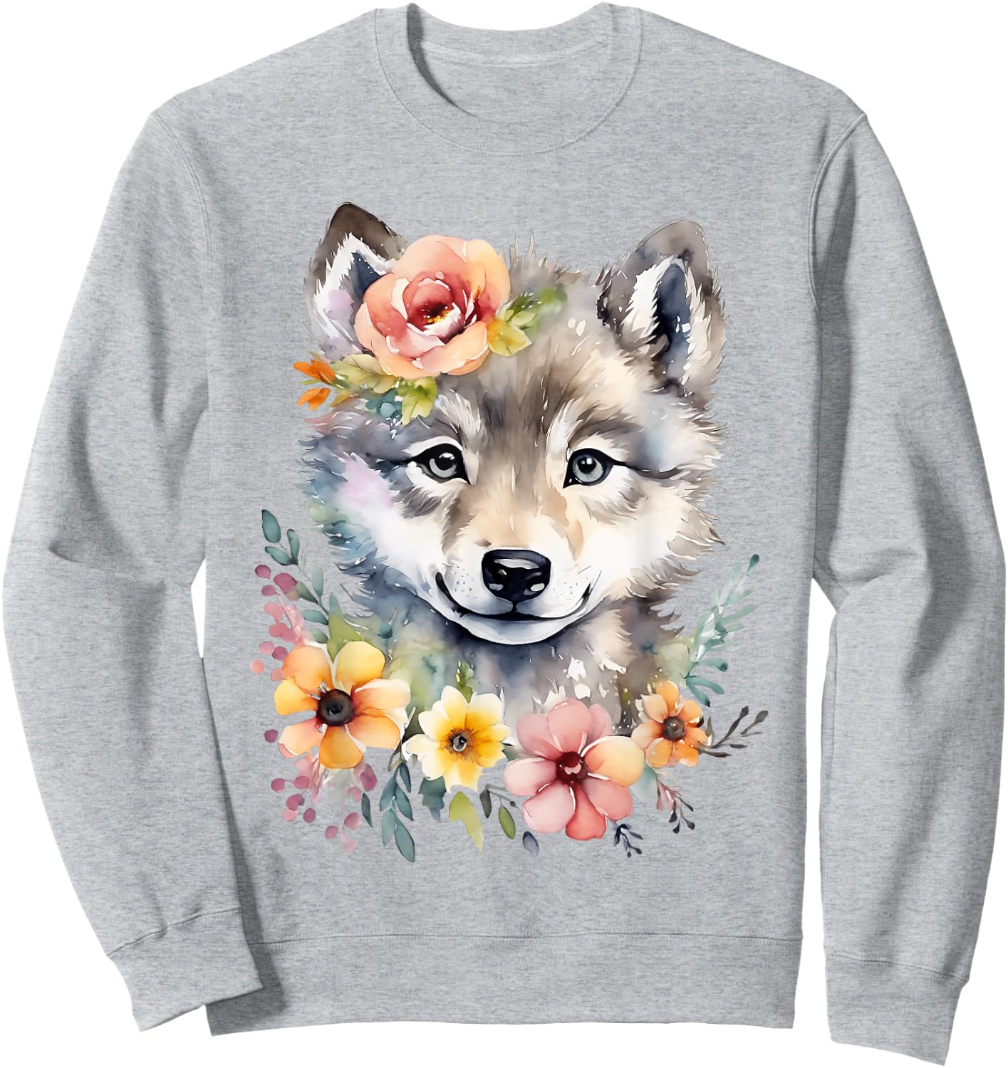 Cute Wolf Wolf Cub Wolf Motif Wolf Baby Cute Animal , White Sweatshirt - Sweatshirt | Ash