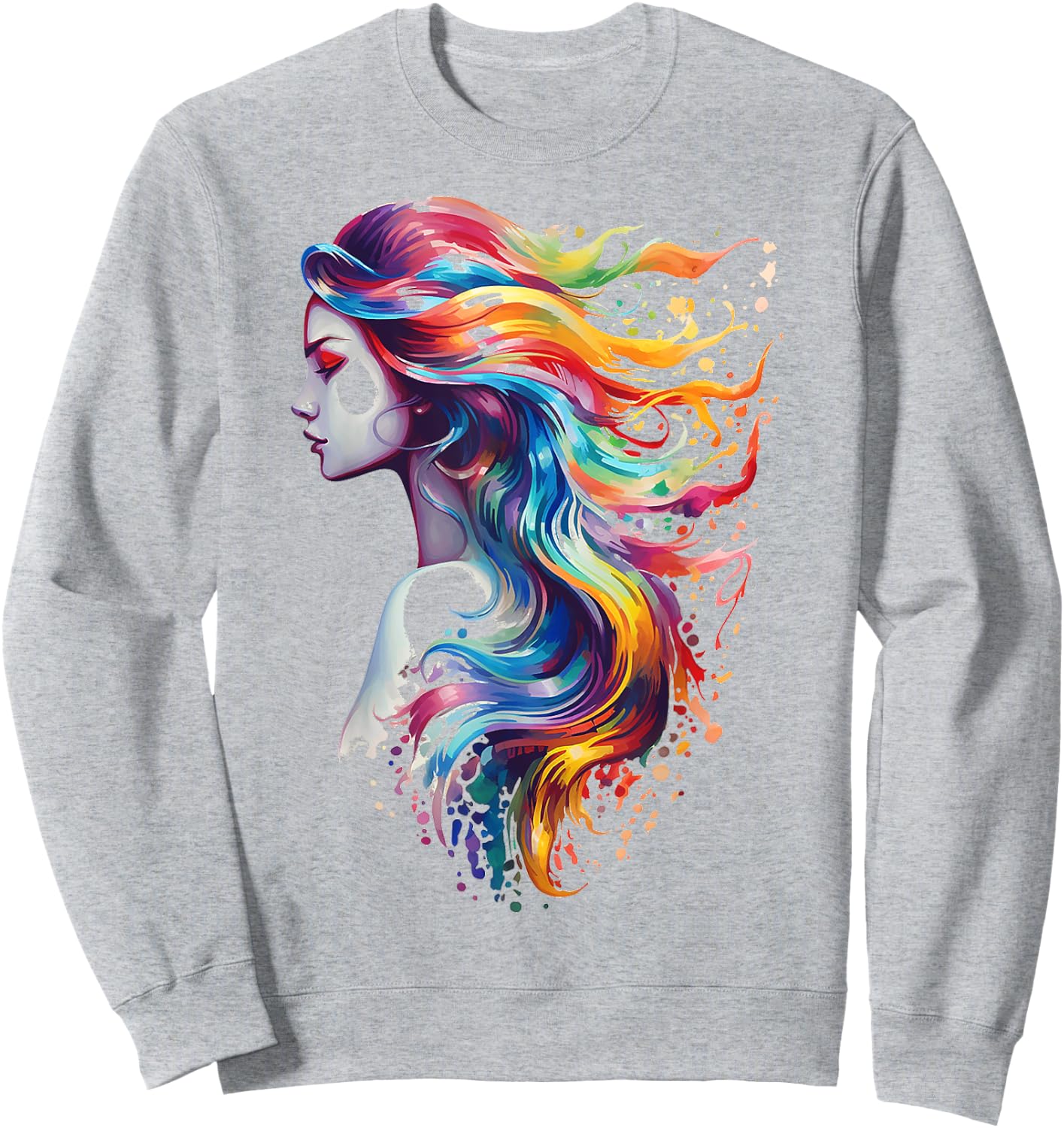 Mermaid Colorful Abstract Art Women Fantasy Mermaid Sweatshirt - Sweatshirt | Ash