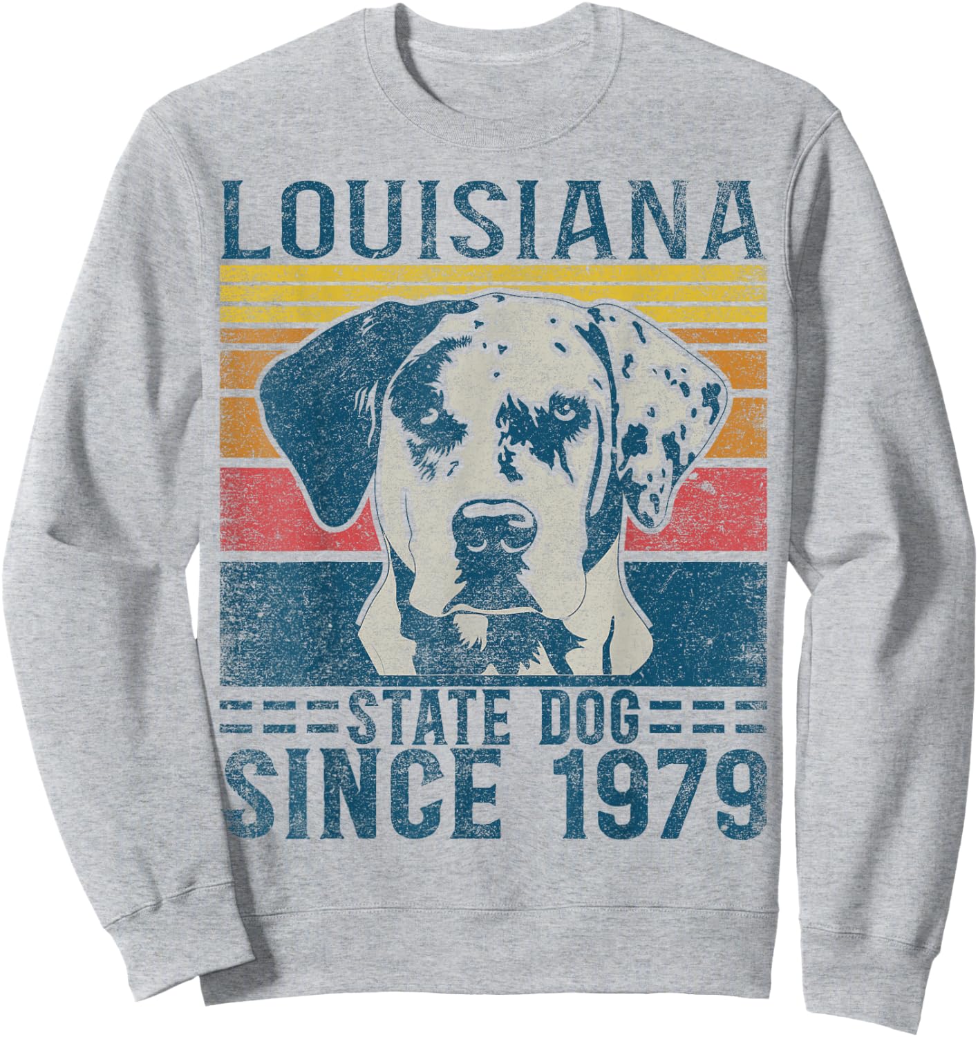 Louisiana Catahoula Leopard Dog Fan Lover Retro Sweatshirt - Sweatshirt | Ash