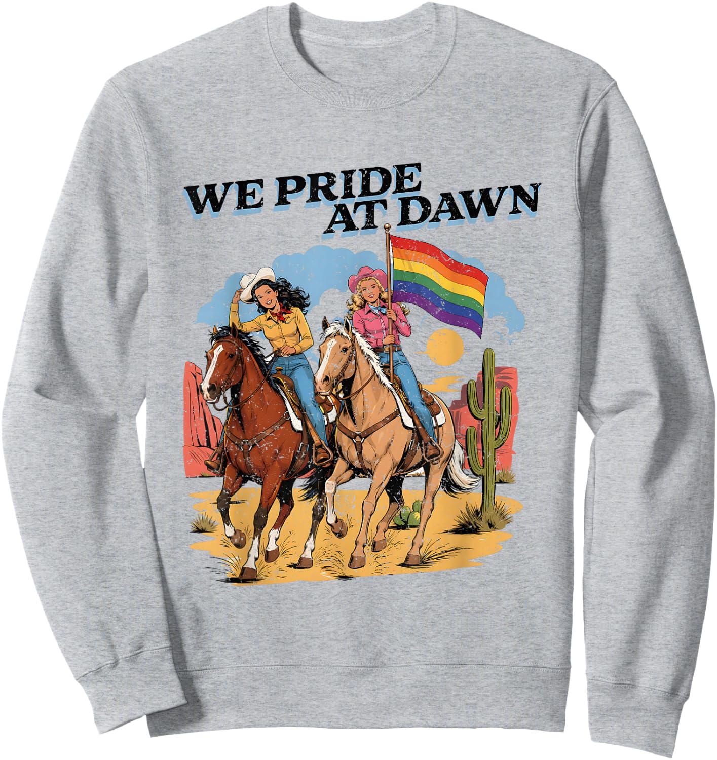 Lesbian Cowgirl Vintage Lesbian Pride Queer Western LGBTQ Sweatshirt - Sweatshirt | Ash