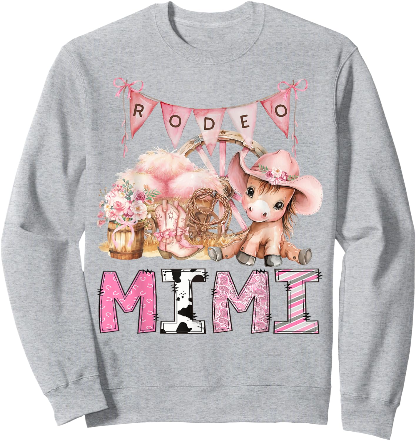 CowGirl Rodeo Mimi Pink Coquette 1St Birthday Party Sweatshirt - Sweatshirt | Ash