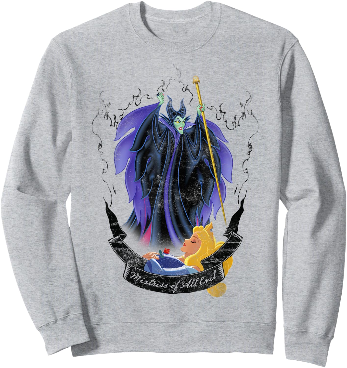 Disney Sleeping Beauty Maleficent and Aurora Flame Portrait Sweatshirt - Sweatshirt | Ash