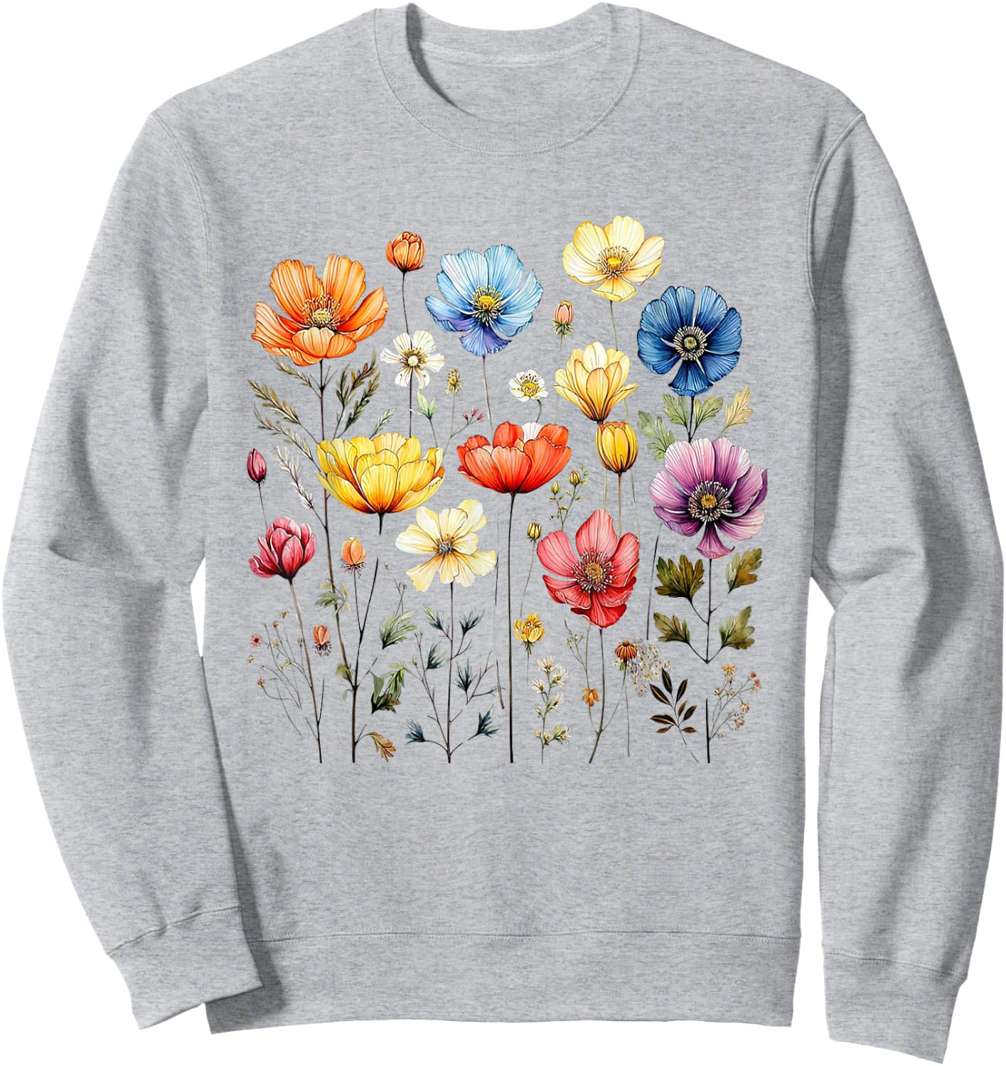 Wildflowers Summer Garden Spring Flowers Retro Women , white, S Sweatshirt - Sweatshirt | Ash