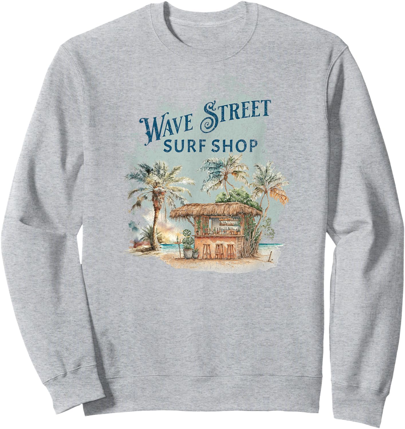 Wave Street Retro Vacation Beach Surfing Sunset Beach Hut Men Women Kids Sweatshirt - Sweatshirt | Ash