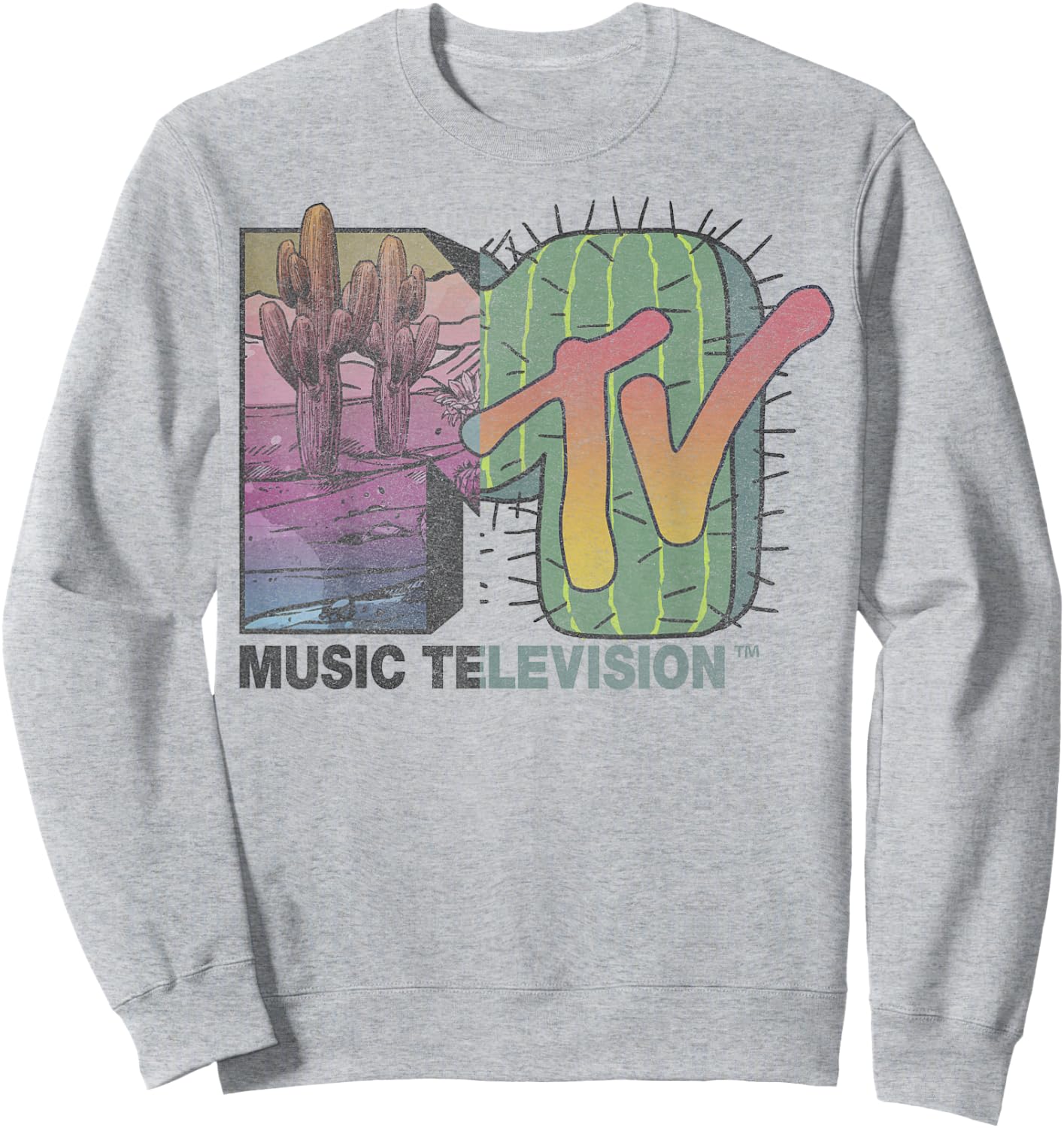 MTV Desert Cactus Split Retro Logo Sweatshirt - Sweatshirt | Ash