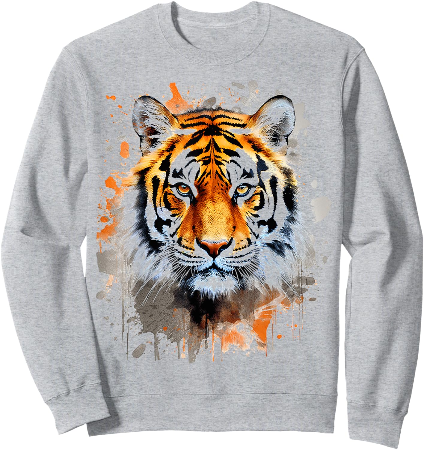 Tiger Animal Abstract Graphic Colorful Painting Tiger , white, S Sweatshirt - Sweatshirt | Ash
