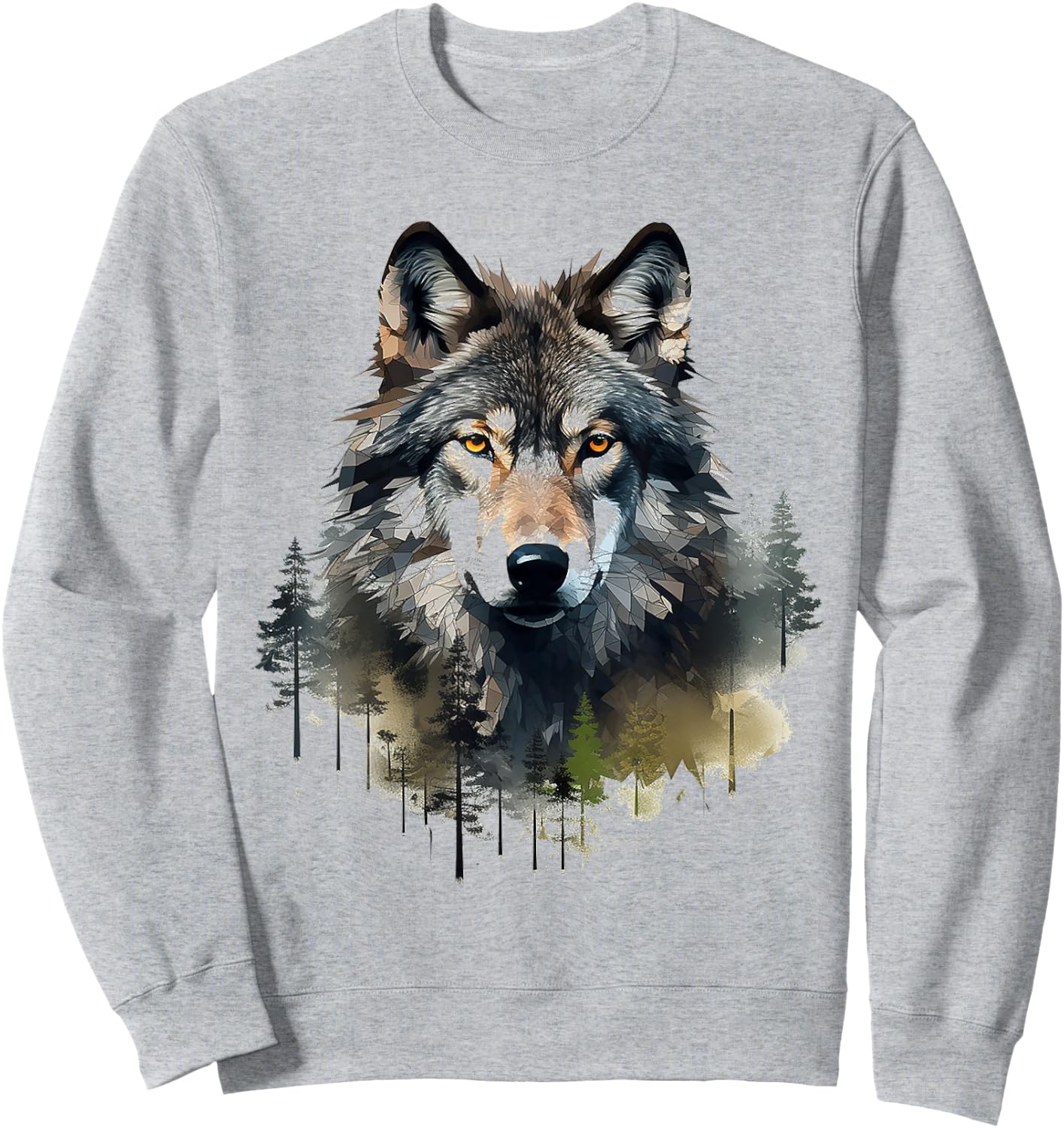 Wolf Animal Nature Pattern Abstract Illustration Painting Wolf , white, S Sweatshirt - Sweatshirt | Ash